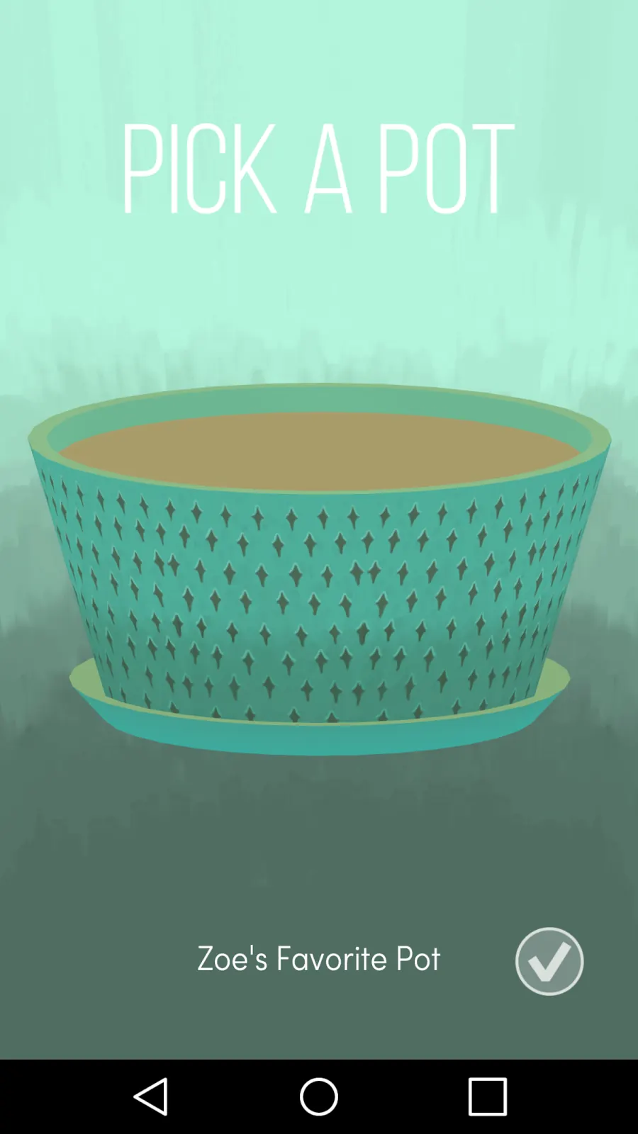 Viridi screenshot: the pot resting quietly like a digital windowsill